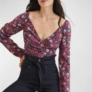 Veronica Beard Women's Sabo Floral Details Top Wrap Waist Multicolor Size 8